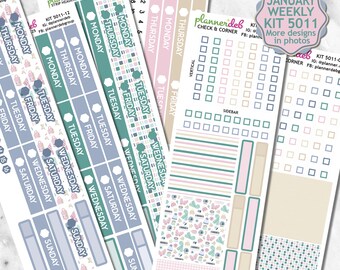 January/Winter Kit 5011 Weekly Pages Planner Stickers Sheets 8-13, Perfect for Erin Condren Planner; Will Fit Other Planners