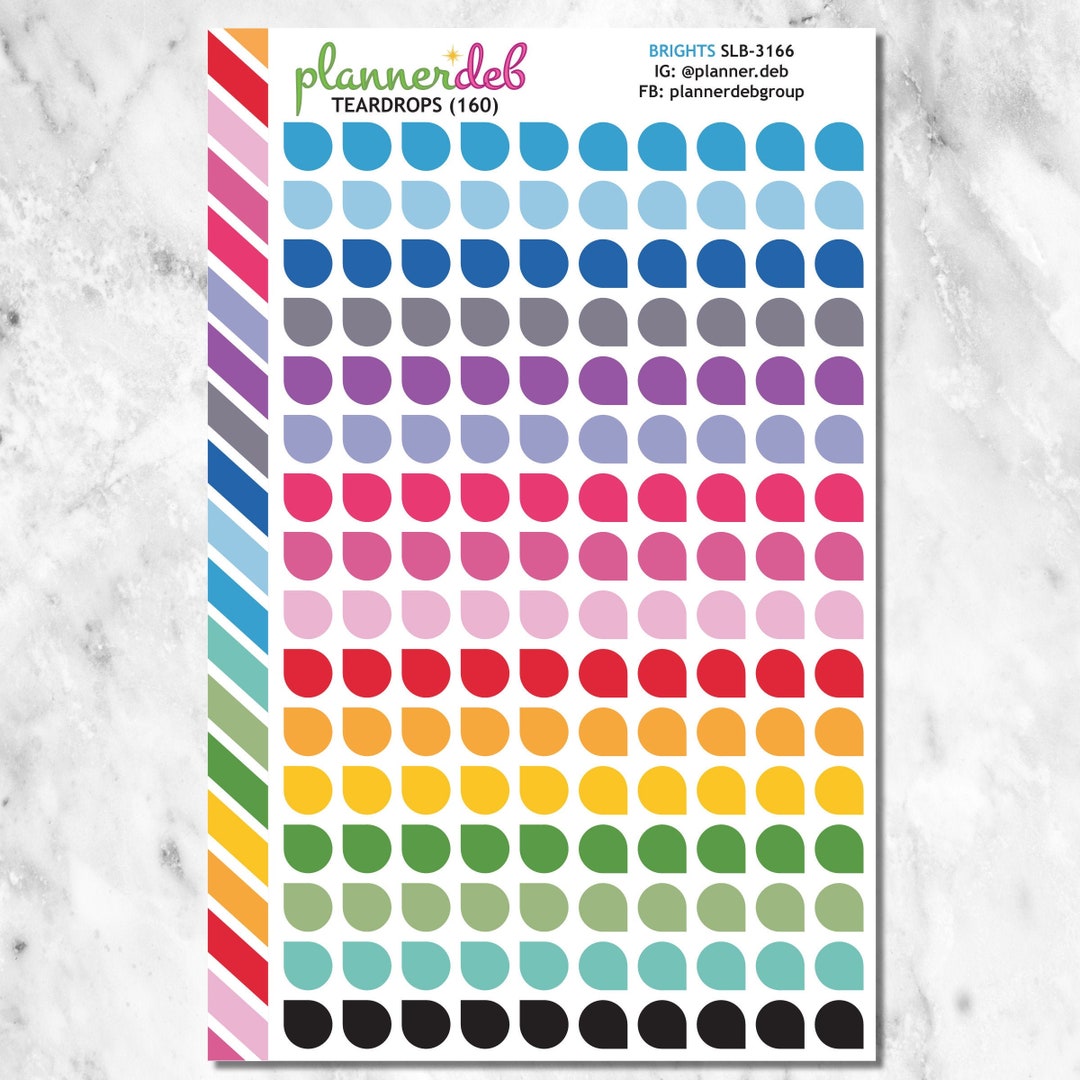 TEARDROP Planner Stickers for Erin Condren Planners, Daily Duos, Happy ...