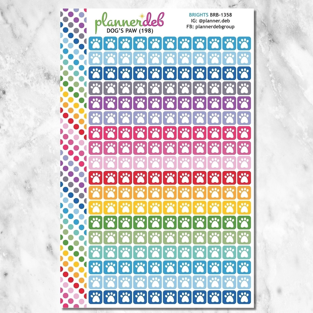 Dog Paw Planner Stickers for Erin Condren Planner, Daily Duo, Happy ...