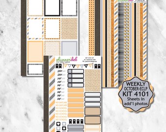 October/Fall Kit 4101 Weekly Pages Planner Stickers Sheets 5 thru 7. Created for Erin Condren Planner; Fit Other Planners