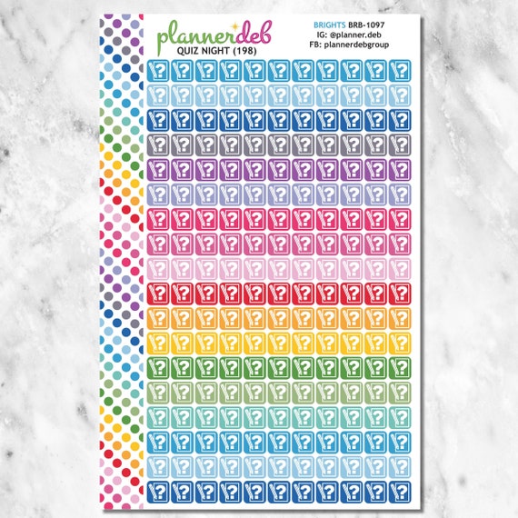 QUIZ NIGHT Planner Sticker for Erin Condren Planners, Daily Duos, Happy Planners, Plum Planners, Bullet Journals, Any Planners, BRB-1097