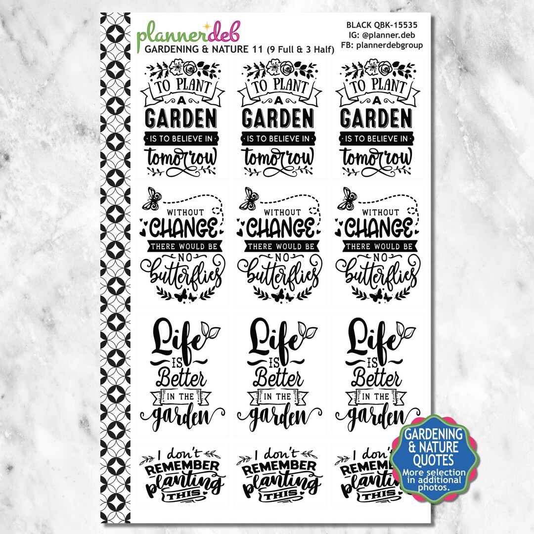 Gardening & Nature Quotes (11-20) Planner Stickers for Erin Condren ...
