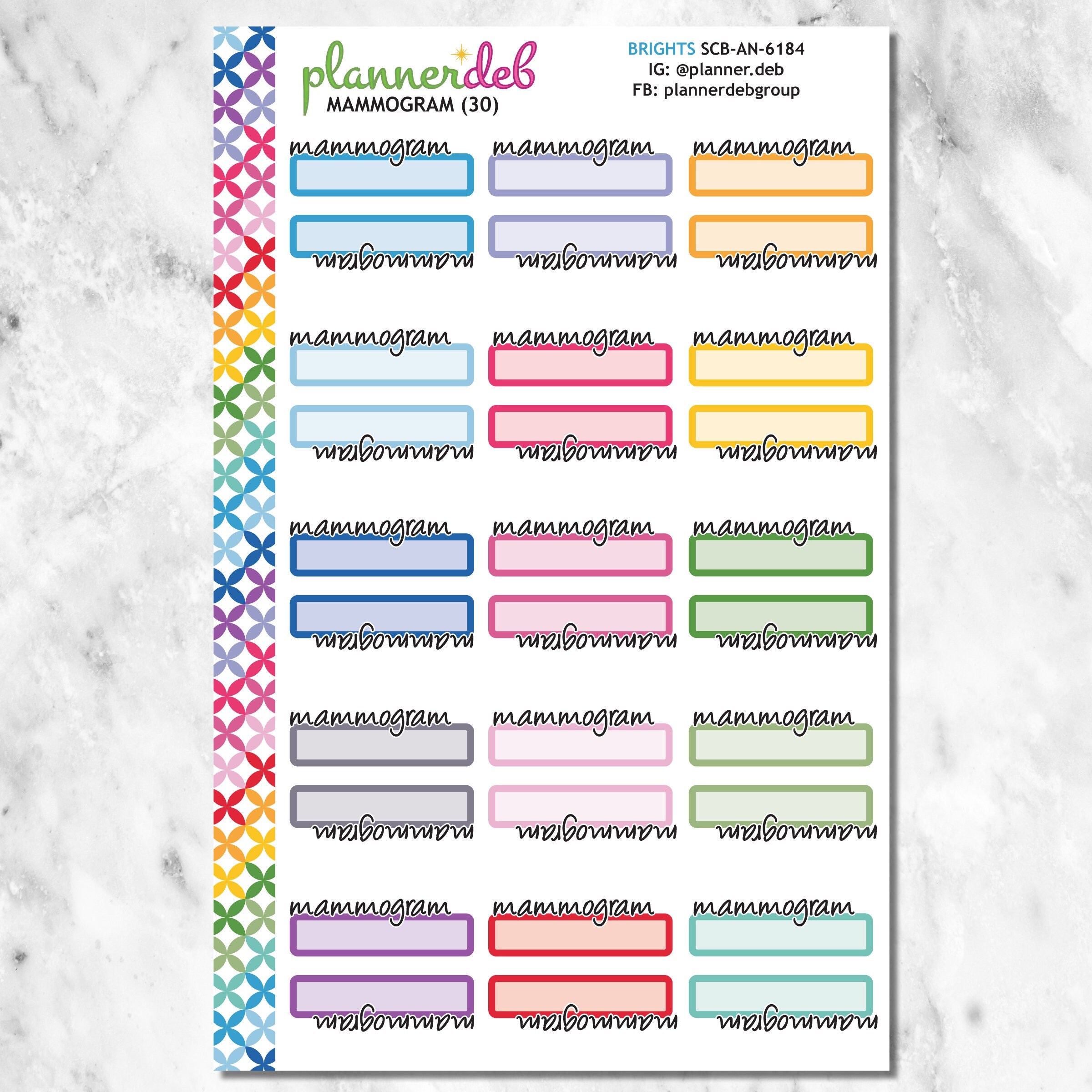 MAMMOGRAM Script Label Planner Stickers for Erin Condren Planner, Daily ...