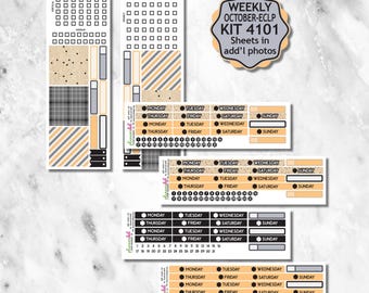 October/Fall Kit 4101 Weekly Pages Planner Stickers Sheets 8-13. Created for Erin Condren Planner; Fit Other Planners