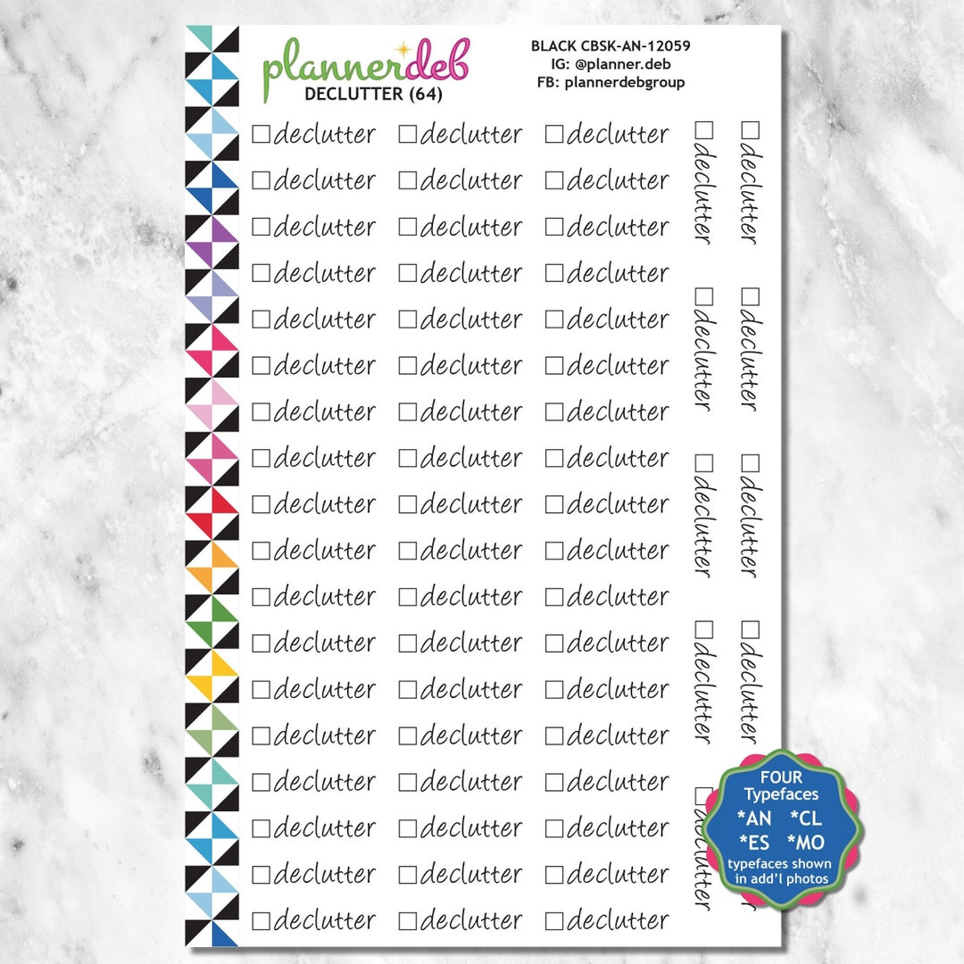DECLUTTER Checkbox Planner Stickers for Erin Condren Planner, Daily Duo ...