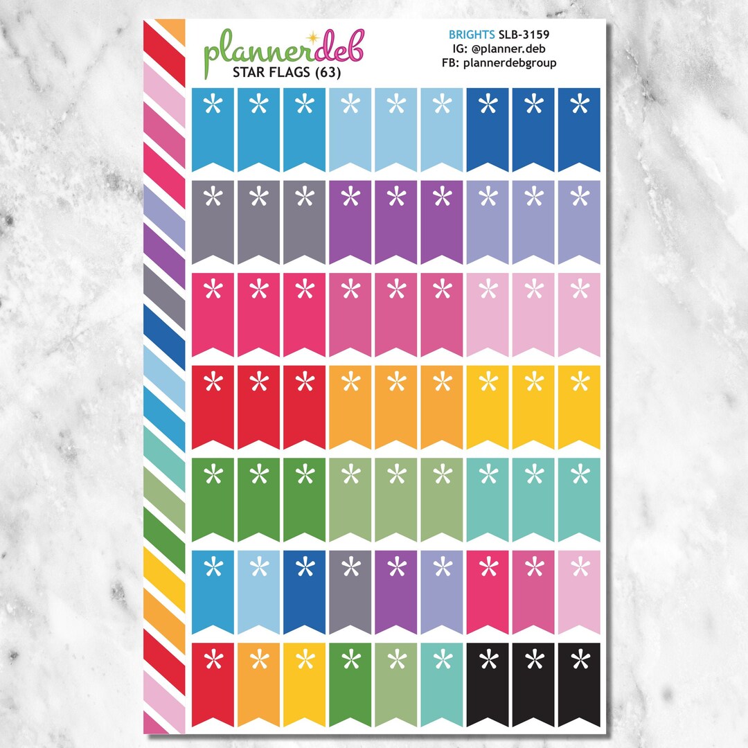 Star Flags Planner Stickers for Erin Condren Planners, Daily Duos ...