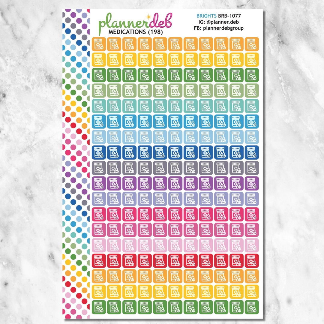 MEDICATIONS Planner Stickers for Erin Condren Planners, Daily Duos ...