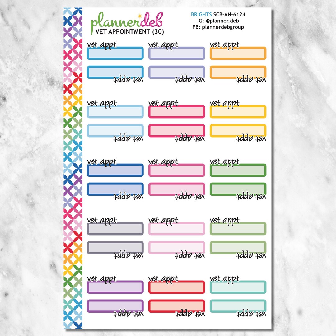 Printable Veterinary Script Label Vet Appointment Script Label Planner Stickers for Erin Condren Planner ...