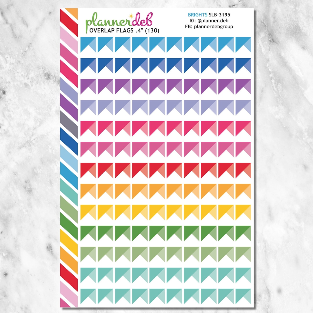 FLAGS OVERLAP (.4 In) Planner Stickers for Erin Condren Planner, Daily ...