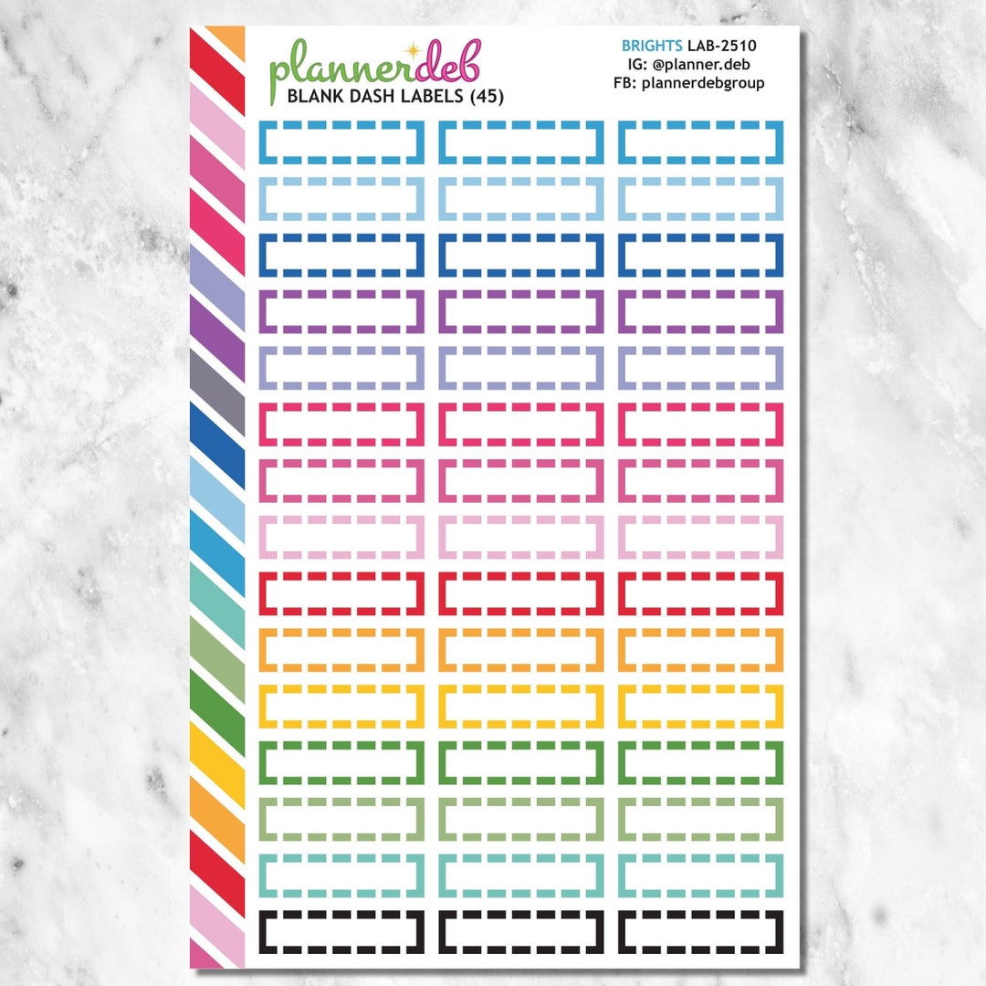 BLANK DASH Label Planner Stickers for Erin Condren Planner, Daily Duo ...