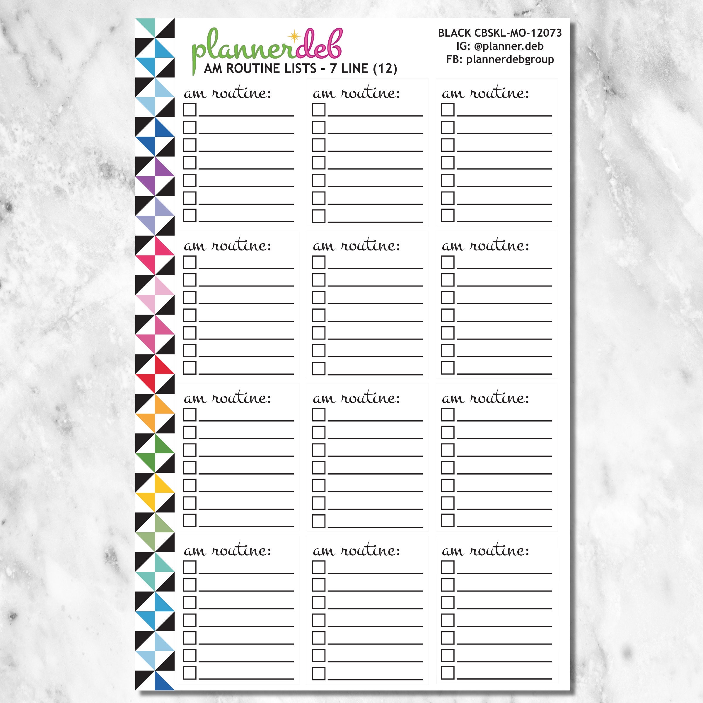 AM ROUTINE Checkbox Script Planner Sticker for Erin Condren Planner ...