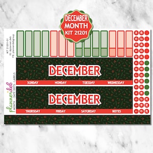 December/kerstset 21201 maandplannersticker gemaakt voor Erin Condren 7 x 9 planner; Andere planners passen