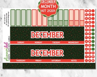 DECEMBER/CHRISTMAS Kit 21201 MONTH Planner Sticker Created for Erin Condren 7x9 Planner (Option: No Month/You Choose) Fit Other Planners
