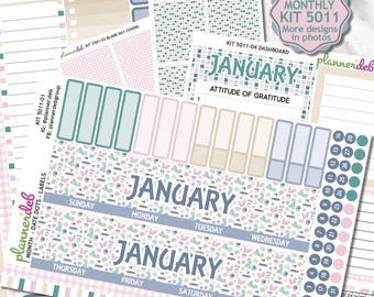 January/Winter Kit 5011 Month Planner Stickers Sheets 1-4, Perfect for Erin Condren Planner; Will Fit Other Planners