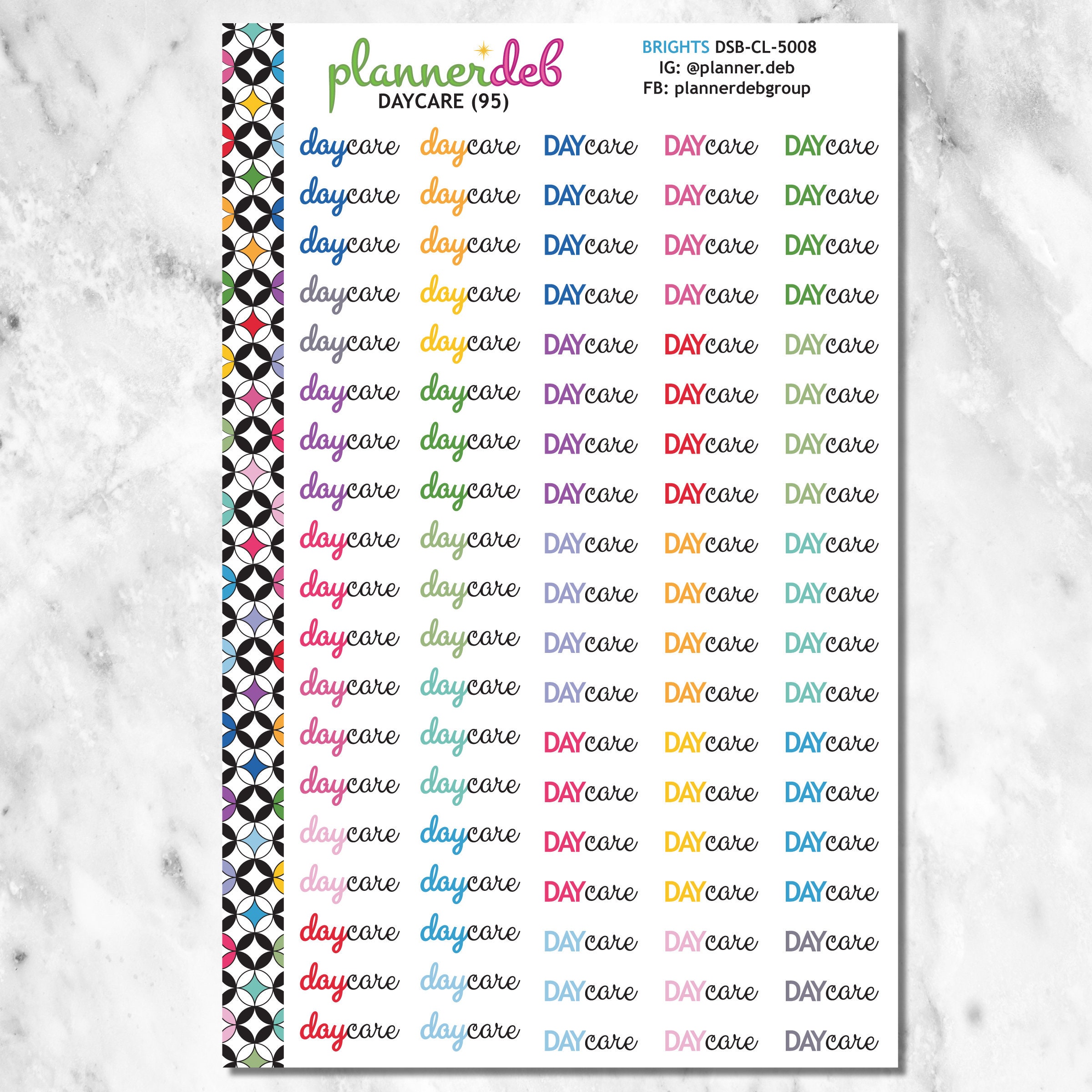DAYCARE Script Planner Sticker for Erin Condren Planner, Daily Duo ...