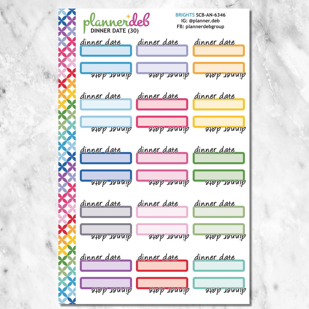 Dinner Date Script Label Planner Stickers for Erin Condren Planner ...