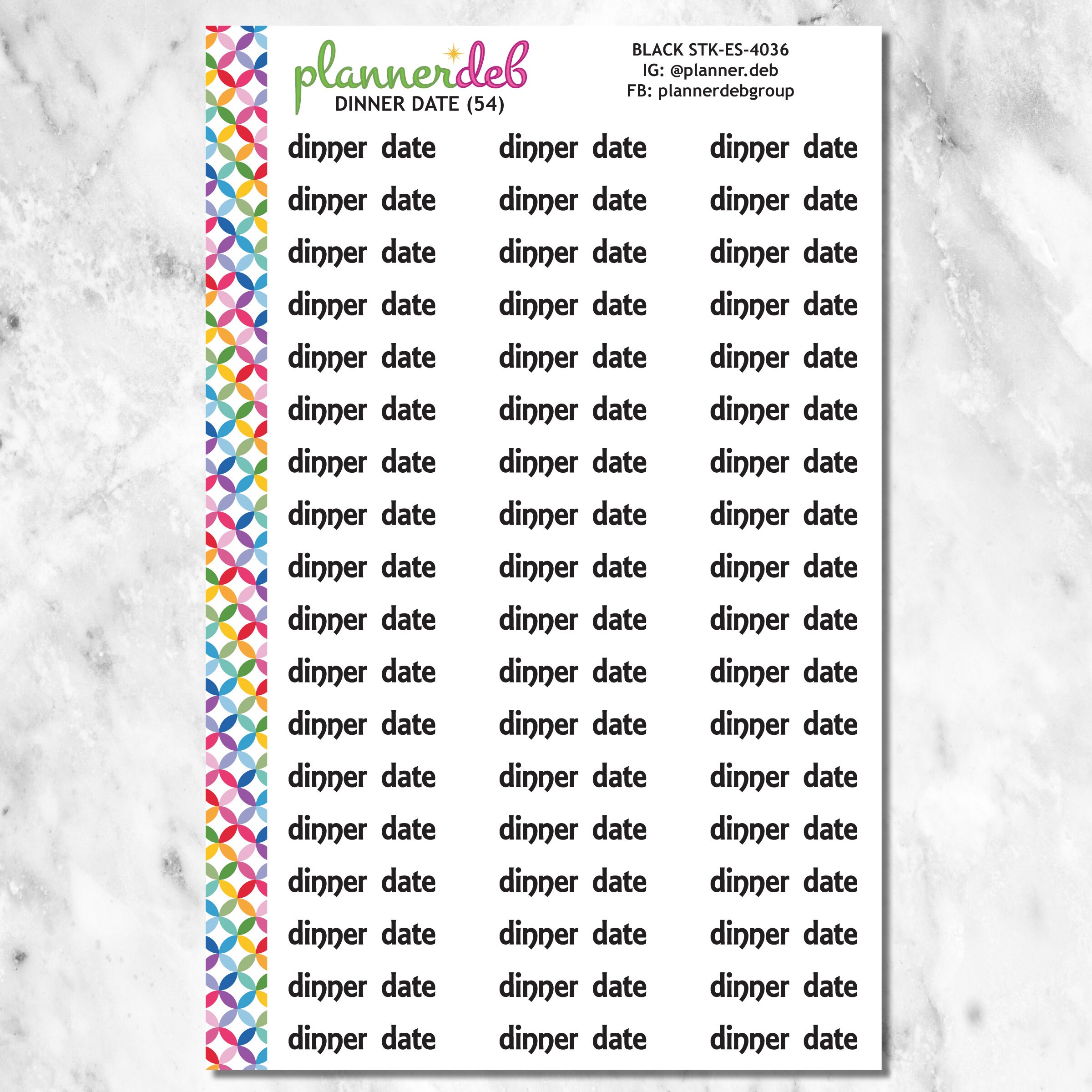 Dinner Date Script Planner Stickers for Erin Condren Planner, Daily Duo ...