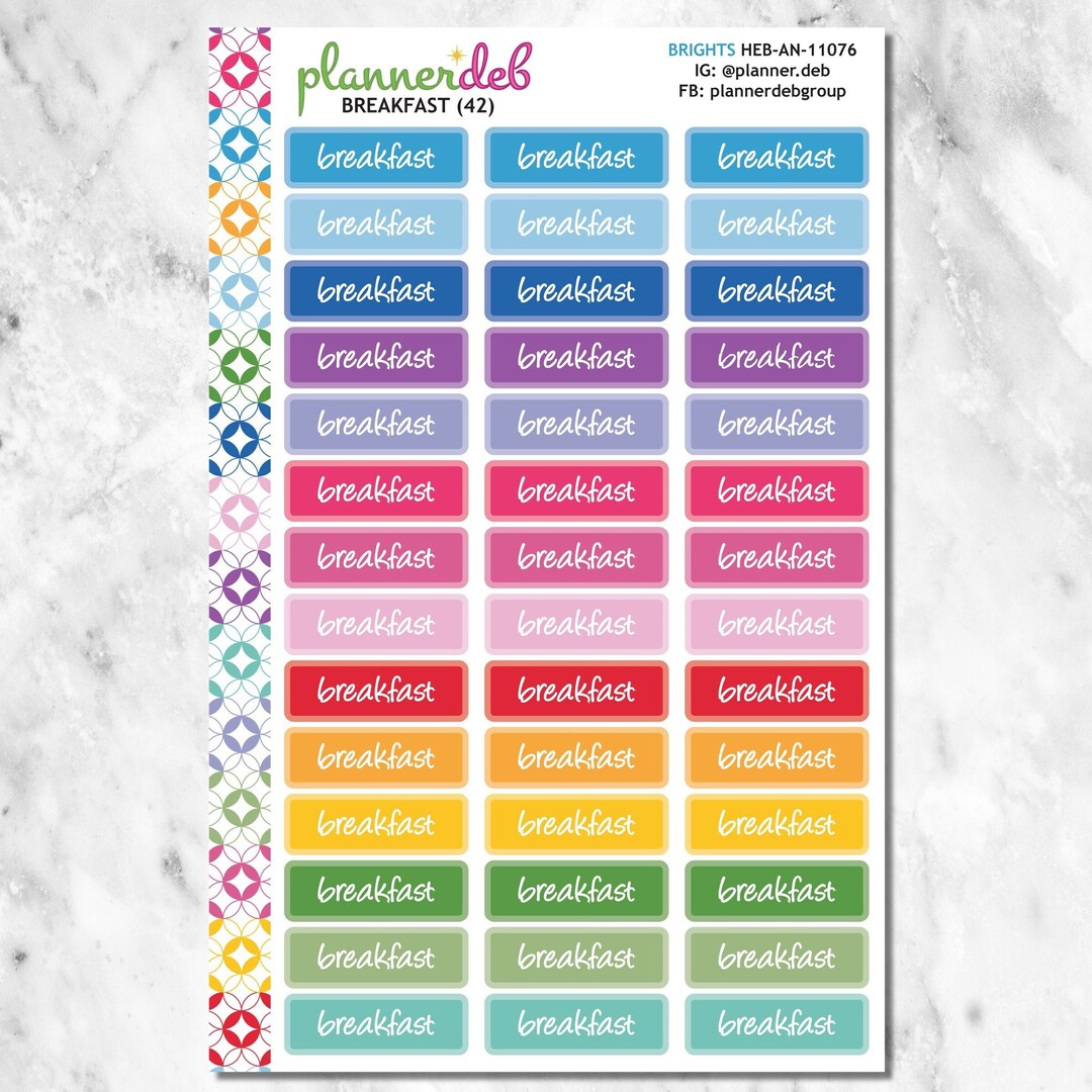 BREAKFAST PLAIN Header Planner Stickers for Erin Condren Planner, Daily ...