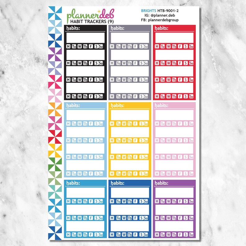 HABIT TRACKER (weekly Blank) Planner Stickers for Erin Condren Planner ...