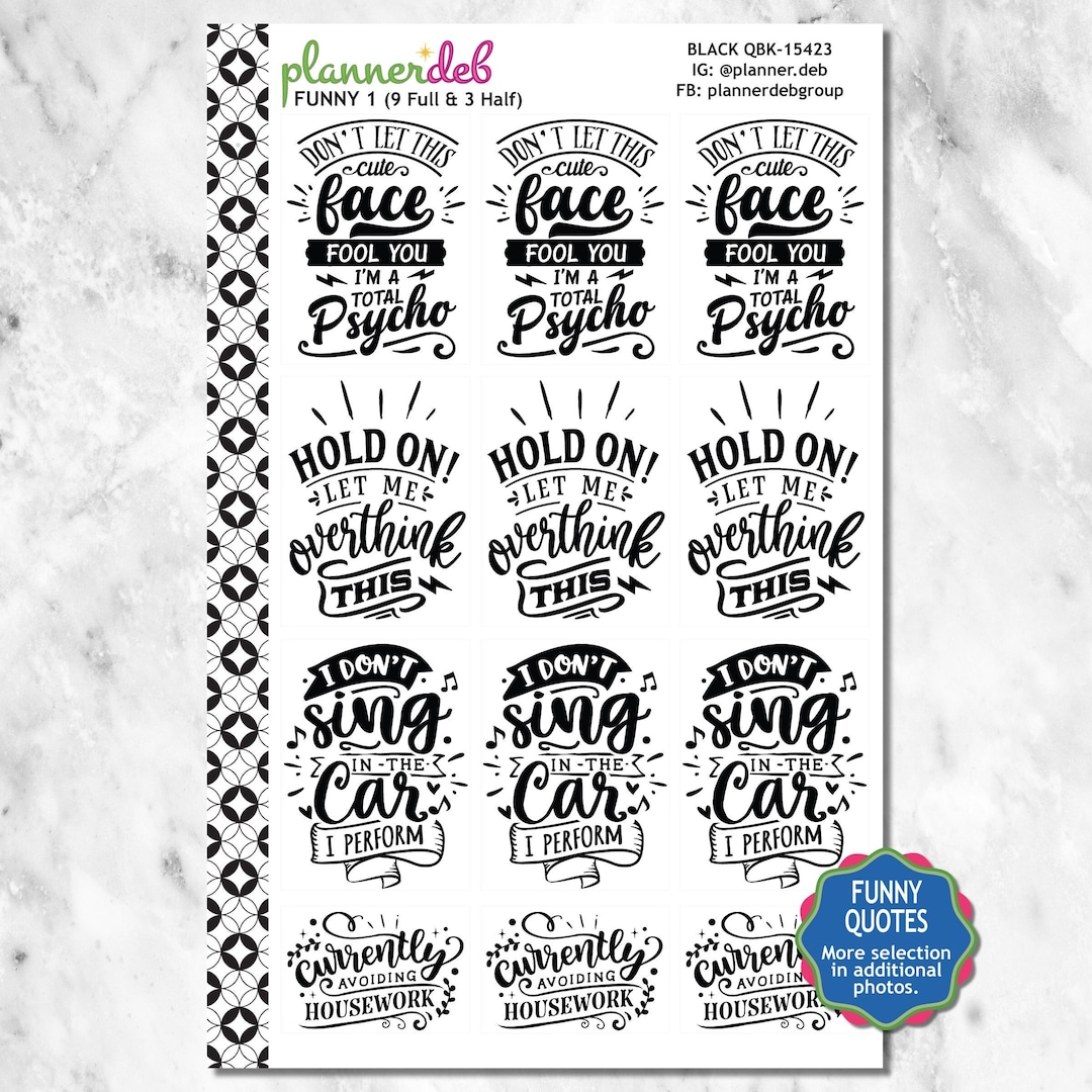 Funny Quotes (1-10) Planner Stickers for Erin Condren Planner, Daily ...