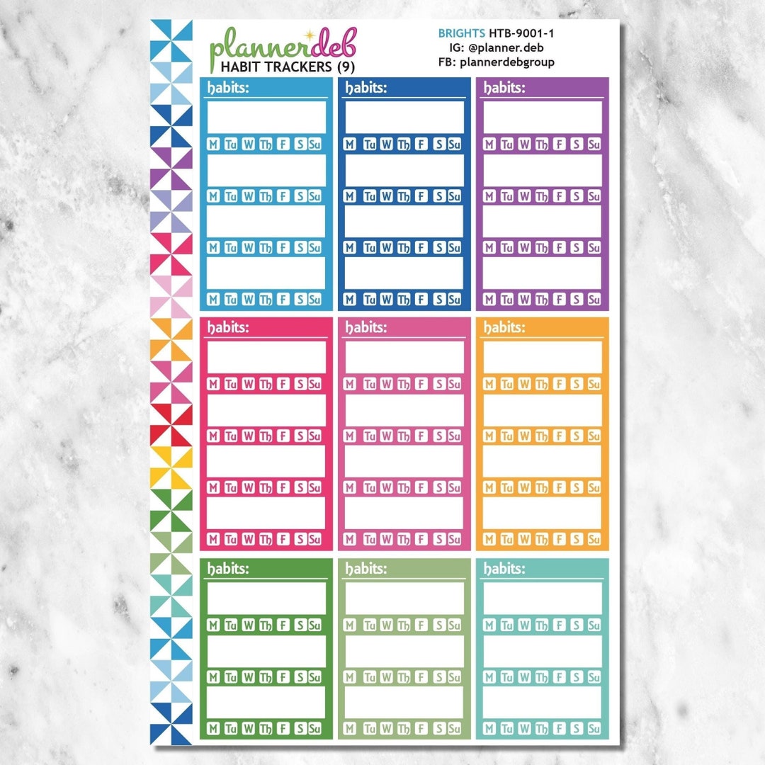 HABIT TRACKER (weekly Blank) Planner Stickers for Erin Condren Planner ...