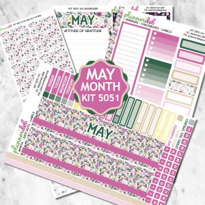 Kit de pegatinas para planificador mensual de mayo/primavera 5051. Diseñado para el planificador Erin Condren. Compatible con otros planificadores.