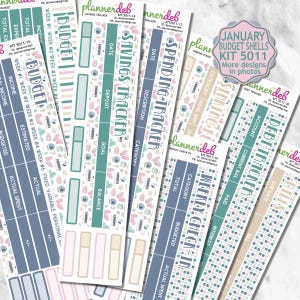 Kit de enero/invierno 5011, hojas de pegatinas para planificadores de presupuesto, 14 a 21, ideales para planificadores Erin Condren; se adaptan a otros planificadores