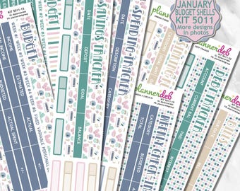 January/Winter Kit 5011 Budget Planner Stickers Sheets 14-21, Perfect for Erin Condren Planner; Fit Other Planners