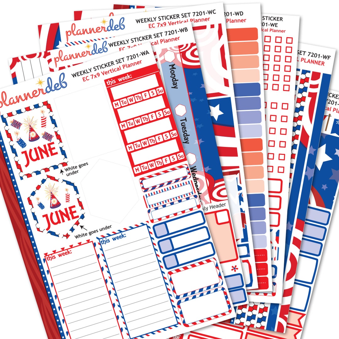 July/patriotic Weekly Kit 7201 Planner Stickers for July, Erin Condren ...