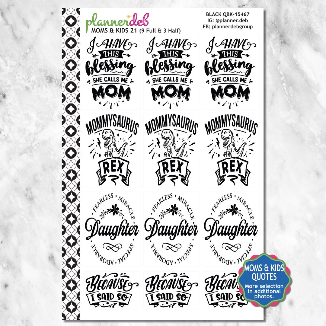 Moms & Kids Quotes (21-30) Planner Stickers for Erin Condren Planner ...