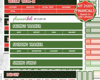 December/Christmas Kit 21201 Budget Planner Stickers Made for Erin Condren Planner : Can Fit Daily Duo, Plum Planner, BuJo, A5, & Others