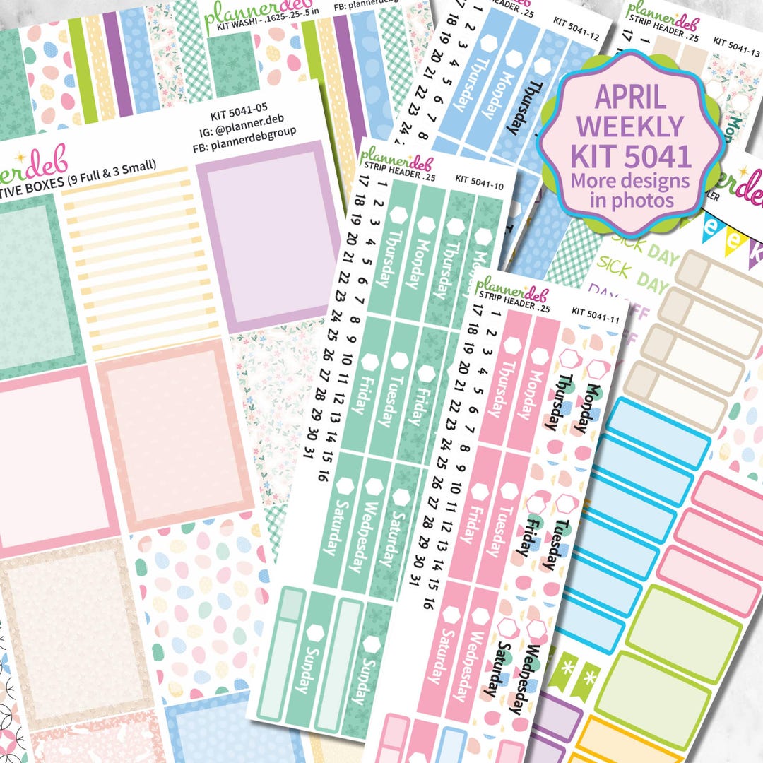 April Weekly Planner Stickers Kit 5041 | Spring Easter Weekly Monthly ...