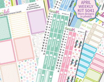 April Weekly Planner Stickers Kit 5041 | Spring Easter Weekly Monthly Dashboard Header | Erin Condren Life Planner Happy Planner Compatible