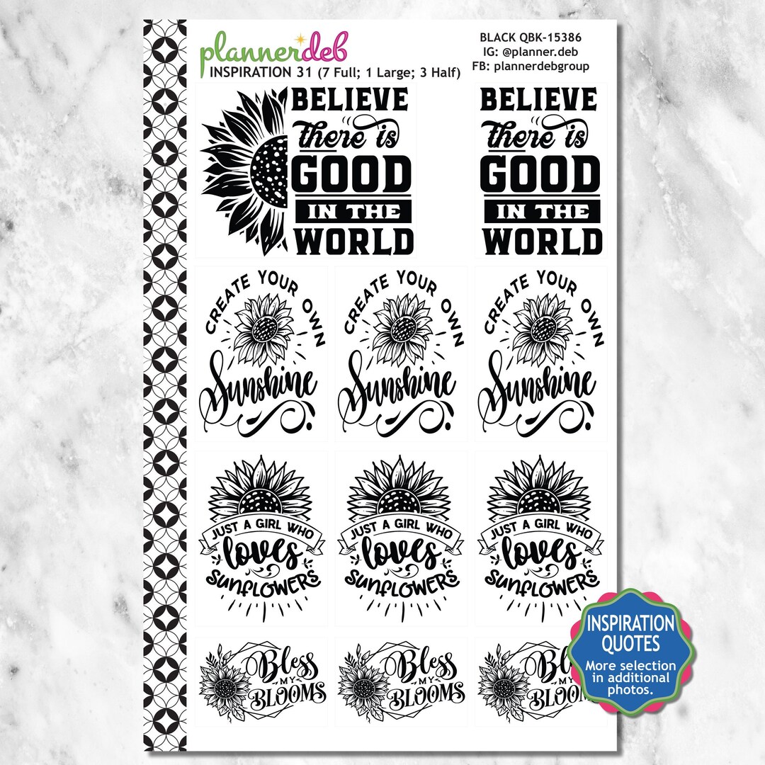 Inspiration Quotes (31-36) Planner Stickers for Erin Condren Planner ...