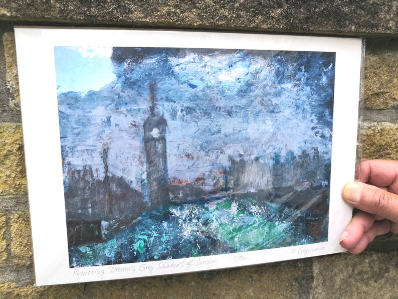 London Art Print Grey Shadows of London Semi Abstract High Quality Print Block Mount Print Wall London Fine Art Wall D\u00e9cor Perfect Gift