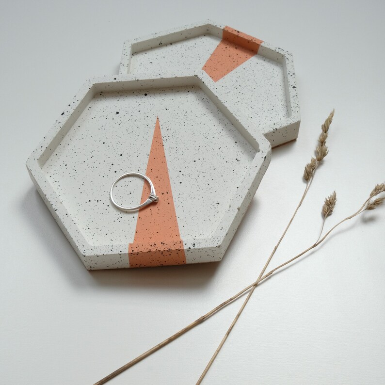 Hexagon Concrete Trinket Tray Jewellery Tray Ring Dish Etsy UK