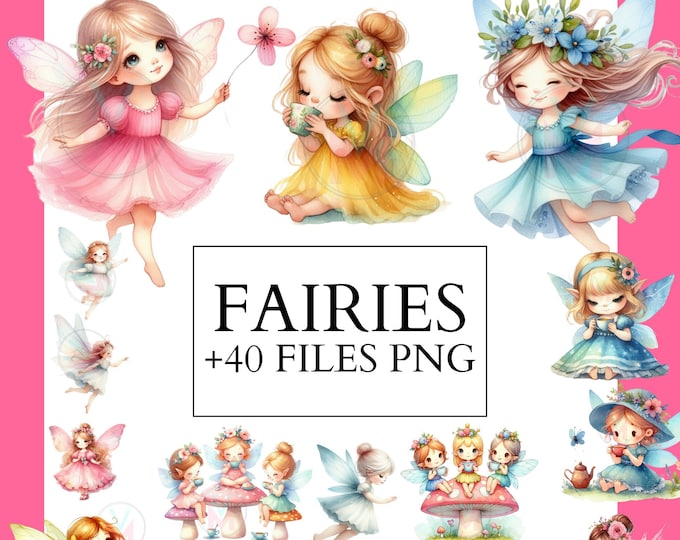 Watercolor Fairy Clipart, Fairies Clipart, Fairy Garden Clipart ...