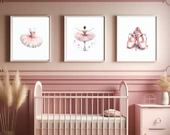 Set of 5 Ballerina Print, Nursery Wall Decor, Ballet Print, Ballerina Wall art, Balett Decor,  Baby Girl Nursery, Girls Room Decor, Poster