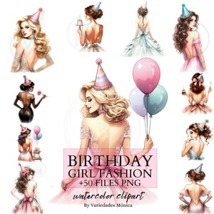 Geburtstag Clipart Mädchen, Mode MÄDCHEN, alles Gute zum Geburtstag Kunst, Mädchen mit Luftballons, Prinzessin Geburtstag PNG, Geburtstagsparty Clip Art kommerzielle Nutzung