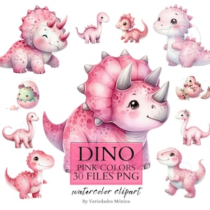 Dinosaurio PINK Clipart-Dinosaurio clipart-Nursery Clipart PNG Dinosaurio cumpleaños PINK fiesta-Dinosaurio pegatinas-Dino baby shower niña-comercial u