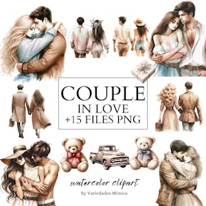 Clipart di San Valentino-Coppia innamorata-Coppia innamorata-Uso commerciale-Clipart digitale-Coppia di San Valentino-San Valentino acquerello-stile boho-estetica