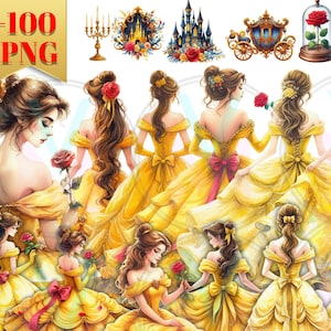 Princesa Quinceañera Amarelo Aquarela Clipart, Beleza Princesa aquarela clip art Vestido Bella quinceanera png, Vestido Sweet Sixteen mis xv