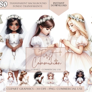 Primera Comunión, Cristiana, Imágenes Prediseñadas de Comunión, Archivo PNG niña primera comunión Fondo transparente Descarga digital instantánea uso comercial