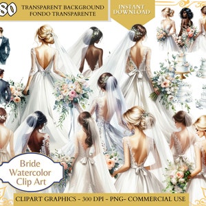 Braut von hinten Aquarell Hochzeit Clipart PNG-Hochzeit Clipart-Braut von hinten Hochzeit PNG-Braut Clip Art-Braut Aquarell kommerzielle U