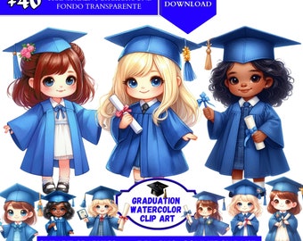 Graduation cap kids Clipart Graduation Cap Blue PNG Educational Clipart Watercolor Graduate Clipart Preschool Graduation Girls Graduate png