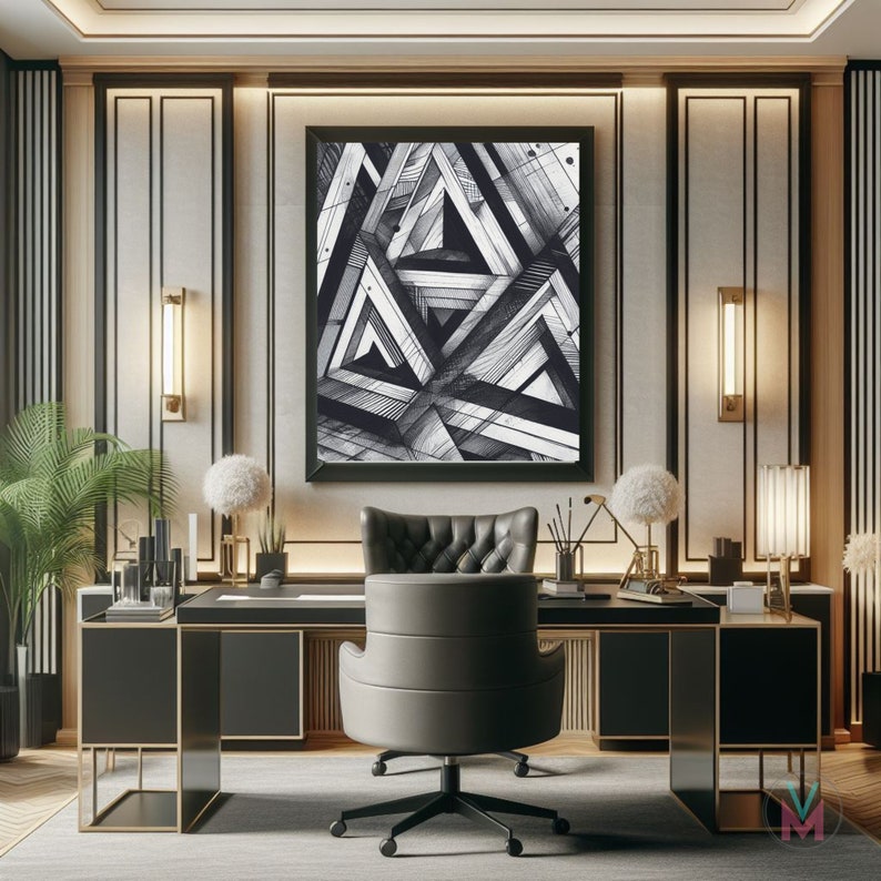 Set of 3 Modern Wall Artoffice Wall Decor Black White Wall Artmodern