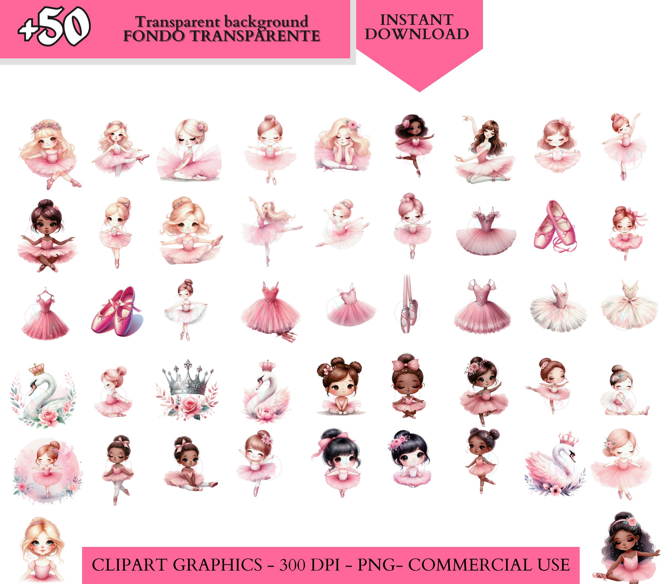 Pink Ballerina Clipart, Cute Ballet Clipart, Swan Lake Clipart ...