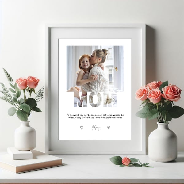 Mom Photo Frame, EDITABLE Mom Frame, Mom Print Photos, Canva Template, Instant Download, Mommy Daughter Collage, Mothers Day Photo printable