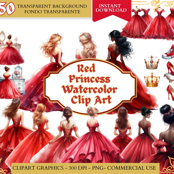 Rote Prinzessin Aquarell Clipart, Aquarell Clip Art, Brautjungfer, Quinceamaßa png Kleid, Sweet Sixteen Kleid quinceanera png kommerzielle Nutzung