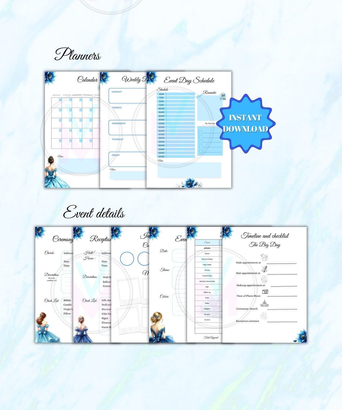 Quinceañera Planner BLUE Quince Blue Book Planning Checklist Quinceañer Template Quinceanera ...